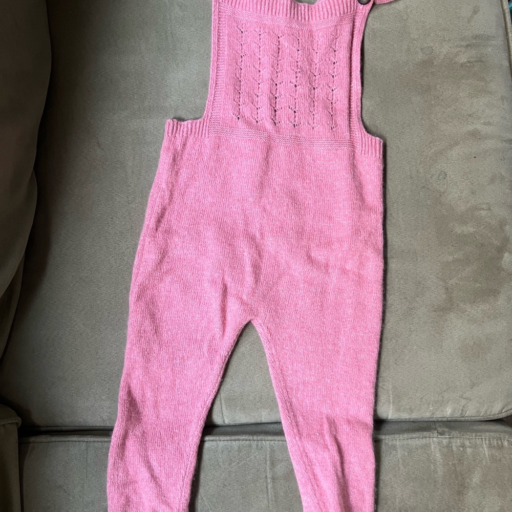 BOGO 🎊 Baby Boden Pink Knitted Overalls with Cozy Texture